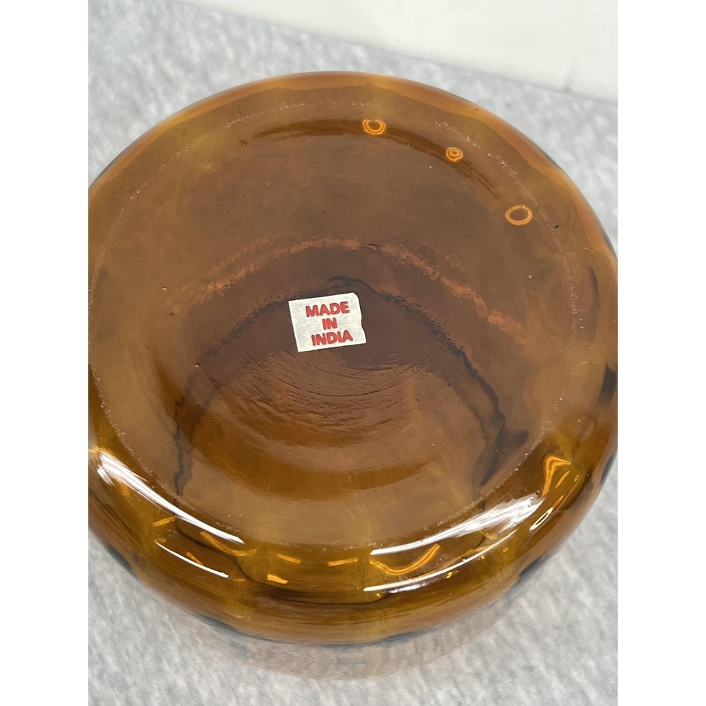 Amber Brown Glass Bottles Set 3 Fleur De Lis Lids Apothecary Canisters Unmarked - Picture 12 of 12